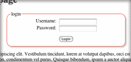 Screenshot of the login form.